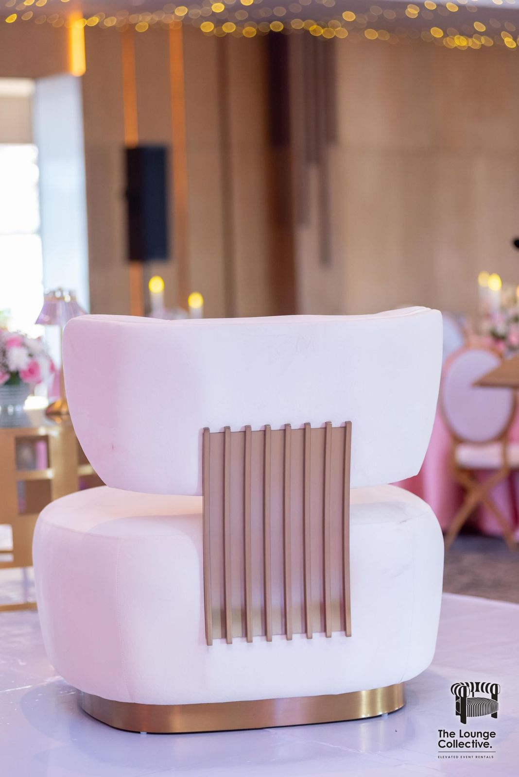 Brushed Gold armchair with its gold panel back